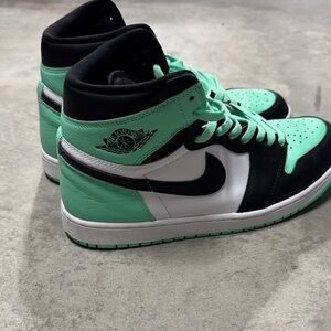 Jordan Sneakers in Mint Green, Black, and White